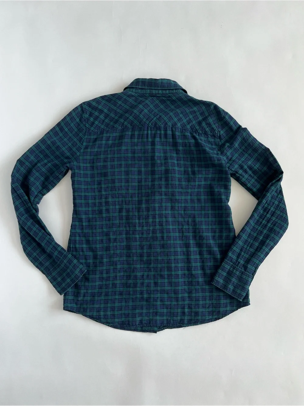 J. Crew Women’s Boy Fit Green & Blue Plaid Long-Sleeve Button-Down Shirt